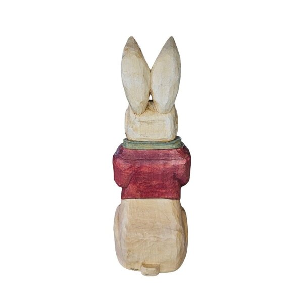 Handcarved Intricate Dressed Bunny Rabbit In Formal Suit Handpainted Signed Rose - Picture 12 of 13